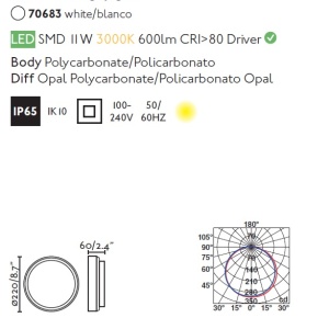 Aplica LED de perete / tavan pentru exterior IP65 TOM XL gri 81974 universul-luminii.ro