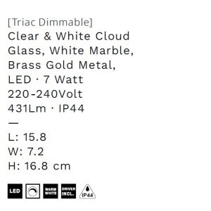 Aplica LED decorativa pentru baie IP44 LED 2700K DORIN alba - Img 7