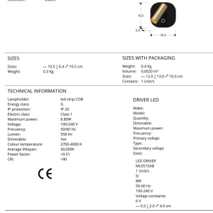 Aplica LED design modern Biblos negru, auriu - Img 6