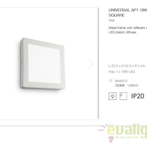Aplica LED dim. 22,5x225,5cm, UNIVERSAL AP1 18W SQUARE BIANCO 138640 64834 universul-luminii.ro