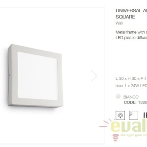 Aplica LED dim. 30x30cm, UNIVERSAL AP1 24W SQUARE BIANCO 138657 64844 universul-luminii.ro