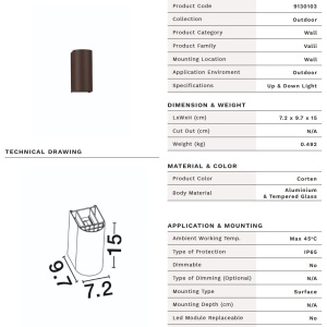 Aplica LED exterior iluminat arhitectural IP65 REMY maro corten - Img 10