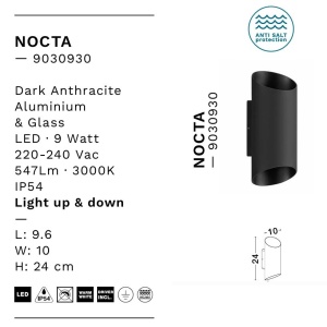 Aplica LED exterior iluminat sus si jos IP54 Nocta antracit 248994 universul-luminii.ro