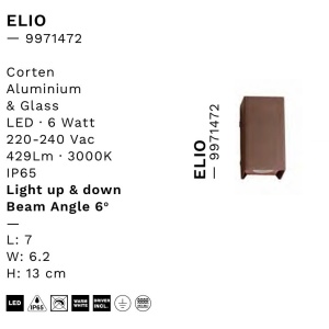 Aplica LED exterior iluminat sus si jos IP65 ELIO corten 250264 universul-luminii.ro