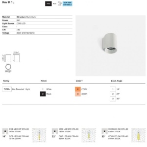 Aplica LED exterior IP65 KOV 1L Black round 6W 2700K - Img 4