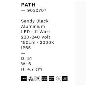Aplica LED iluminat ambiental perete exterior IP65 PATH negru, 51cm 153014 universul-luminii.ro