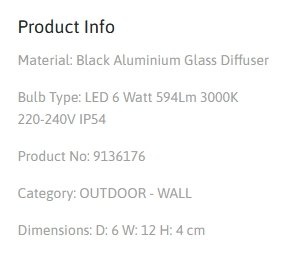Aplica LED pentru exterior design modern IP54 Brice negru 219224 universul-luminii.ro