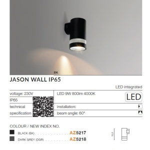 Aplica LED pentru iluminat exterior IP65 JASON BK 120594 universul-luminii.ro