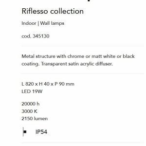 Aplica LED pentru oglinda baie IP54, RIFLESSO AP D82 crom 165624 universul-luminii.ro