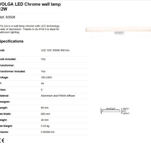 Aplica LED pentru oglinda baie moderna IP44 VOLGA 12W 83084 universul-luminii.ro