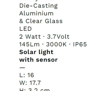 Aplica LED solara iluminat exterior cu senzor de miscare IP65 AIGO 229454 universul-luminii.ro
