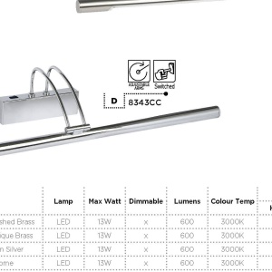 Aplica LED tablou directionabila Picture Lights argintiu satin 8343SS SRT - Img 6