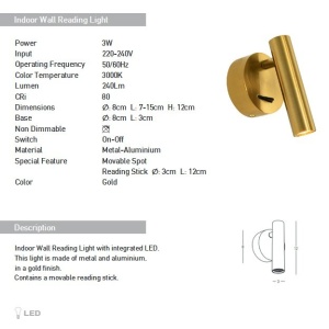 Aplica moderna cu spot LED directionabil Hotel aurie 155004 universul-luminii.ro