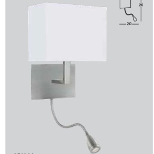 Aplica moderna eleganta cu reader Led Hotel argintiu satin 112274 universul-luminii.ro