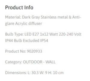 Aplica pentru exterior design modern IP44 Santo 219254 universul-luminii.ro