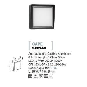 Aplica pentru iluminat exterior IP65 CAPE 206044 universul-luminii.ro