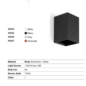 Aplica perete aluminiu striat gri, 1xGU10, LUNE square - Img 3