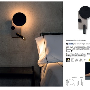 Aplica perete ambientala cu reader LED KLEE stanga 20066 194934 universul-luminii.ro