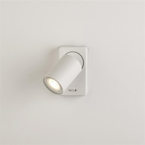 Aplica perete cu 1 spot directionabil Moon 1 Switched, alb