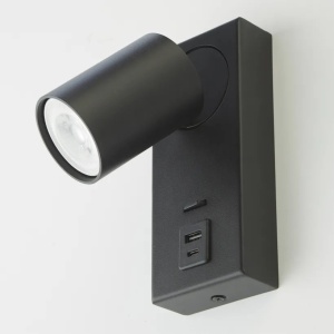 Aplica perete cu 1 spot directionabil Moon USB Switc, negru - Img 2