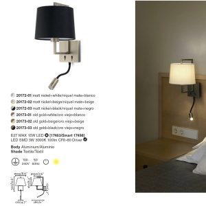 Aplica perete cu reader LED design clasic FRAME auriu/bej 91964 universul-luminii.ro