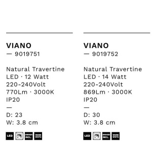 Aplica perete din travertin cu lumina ambientala VIANO 23cm - Img 7
