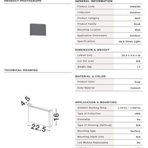 Aplica perete exterior din ciment gri IP65 NOOK LED - Img 9