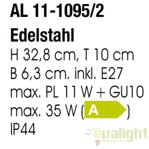 Aplica perete iluminat exterior IP44 Pleno AL 11-1095/2 Edelstahl OR 58204 universul-luminii.ro