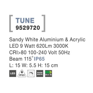 Aplica perete LED de exterior IP65 TUNE alba NVL-9529720 79584 universul-luminii.ro