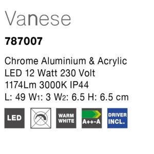 Aplica perete LED pentru oglinda baie IP44 Vanese 12W NVL-787007 77364 universul-luminii.ro