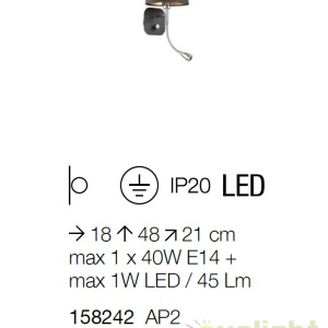 Aplica perete moderna cu reader LED directionabil NORDIK AP2 158242 - Img 4