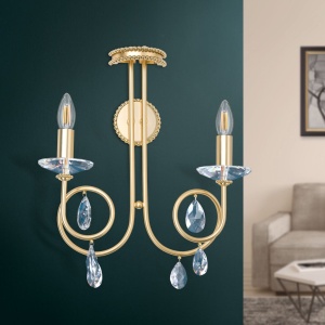 Aplica perete stil clasic cu cristale Swarovski Giada auriu mat