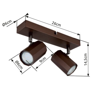 Aplica, Plafoniera cu 2 Spoturi directionabile JAMES bronz 240074 universul-luminii.ro