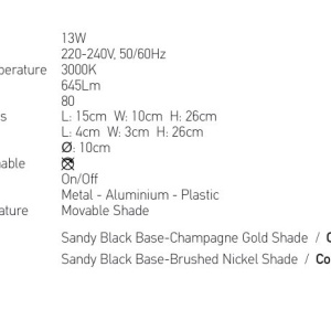 Aplica spot LED directionabil BRUSHED CHAMPAGNE GOLD ZB-25340 171174 universul-luminii.ro