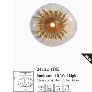 Aplica sticla transparenta si chihlimbar Sunbeam 1L 623104 universul-luminii.ro