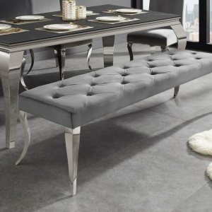 Banca eleganta Modern Barock 170cm, gri / argintiu - Img 5