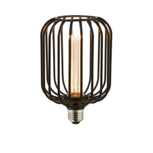 Bec decorativ E27 LED dimabil, metalic Drum Lamp negru
