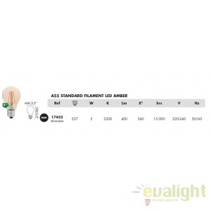 Bec E27 STANDARD LED AMBER 5W 2200K DIMABLE 17432 47154 universul-luminii.ro