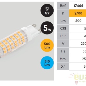 BEC LED G9 5W 2700K 17466 68464 universul-luminii.ro