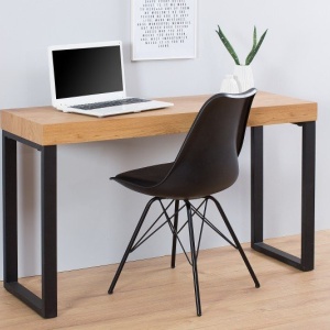Birou design industrial Black Desk 120cm, negru/ stejar - Img 4
