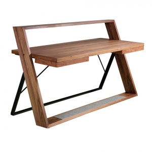 Birou elegant design LUX furnir de nuc si otel Office Walnut