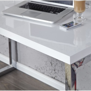 Birou elegant White Desk 120x60cm alb - Img 5