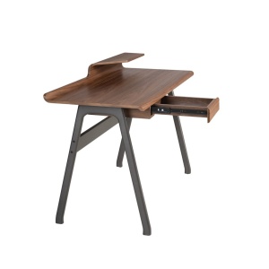 Birou modern din lemn furniruit si fibra de sticla Walnut - Img 3