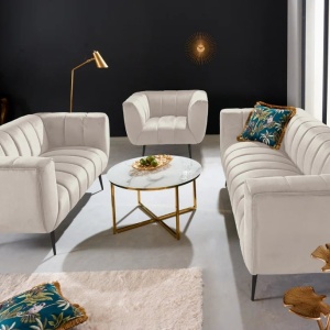 Canapea 2 locuri design elegant Noblesse, sampanie - Img 5