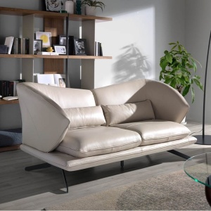 Canapea 2 locuri eleganta cu spatar original Cowhide leather taupe grey