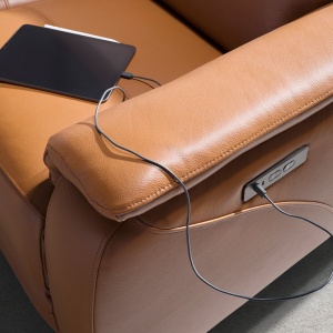 Canapea 2 locuri eleganta, design LUX cu functia relax Cowhide brown leather - Img 3