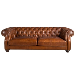 Canapea 3 locuri design italian Chesterfield piele maro - Img 3