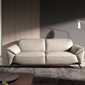 Canapea 3 locuri eleganta, design italian Cowhide leather taupe grey - Img 9