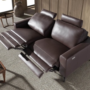 Canapea 3 locuri, functie relax, tapitat cu piele Chocolate Brown - Img 2