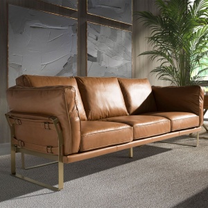 Canapea 3 locuri LUX design italian Cowhide camel - Img 4